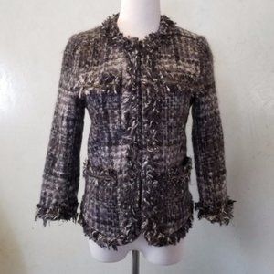 Wool peplum JOE Fresh tweed black blazer size 2 (F10)